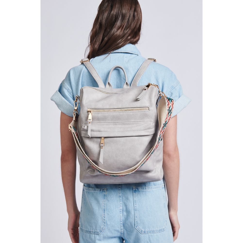 Woman wearing Grey Moda Luxe Riley Backpack 842017129424 View 2 | Grey