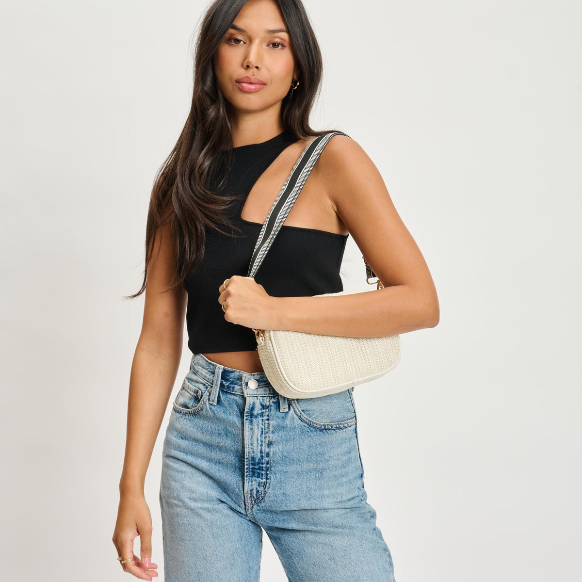 Woman wearing Ivory Moda Luxe Snazzy Crossbody 842017135401 View 2 | Ivory