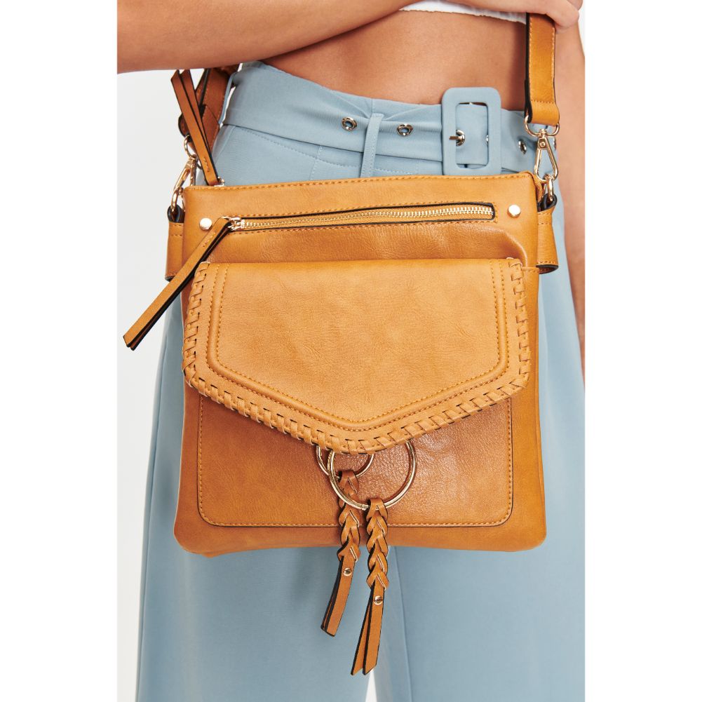 Woman wearing Mustard Moda Luxe Leslie Messenger 842017128205 View 2 | Mustard