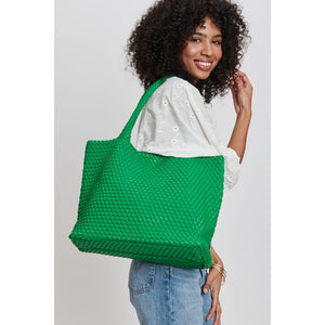 Woman wearing Kelly Green Moda Luxe Solana Tote 842017132981 View 2 | Kelly Green