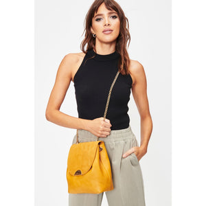 Woman wearing Mustard Moda Luxe Breanna Crossbody 842017127956 View 3 | Mustard