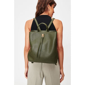 Woman wearing Olive Moda Luxe Sylvia Backpack 842017128328 View 1 | Olive