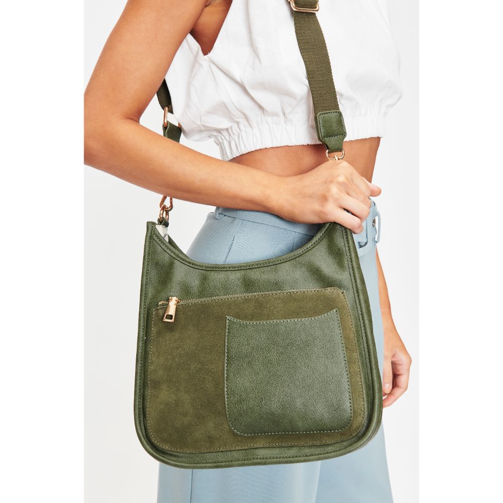 Woman wearing Olive Moda Luxe Azalea Crossbody 842017128045 View 1 | Olive