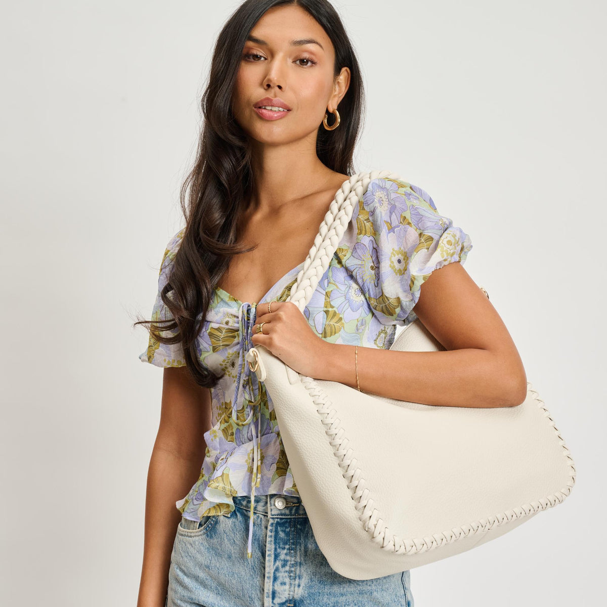 Woman wearing Ivory Moda Luxe Luxelle Hobo 842017134923 View 1 | Ivory