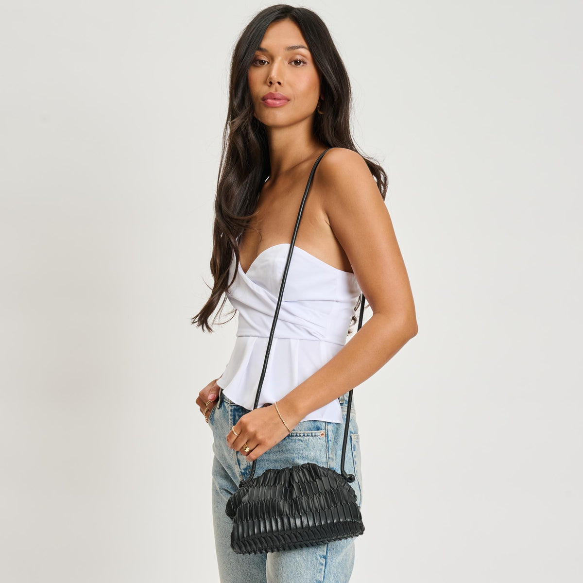 Woman wearing Black Moda Luxe Divaire Crossbody 842017135517 View 2 | Black