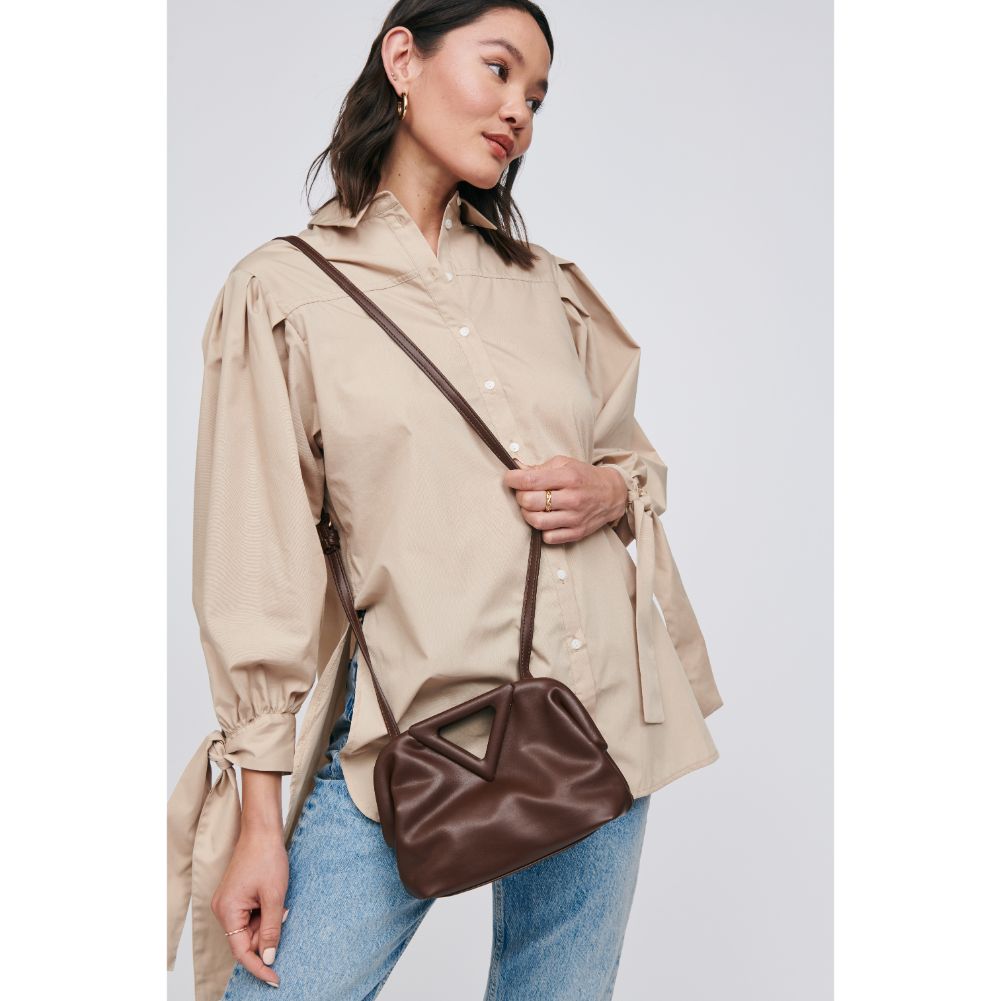 Woman wearing Chocolate Moda Luxe Kylie Crossbody 842017128922 View 1 | Chocolate