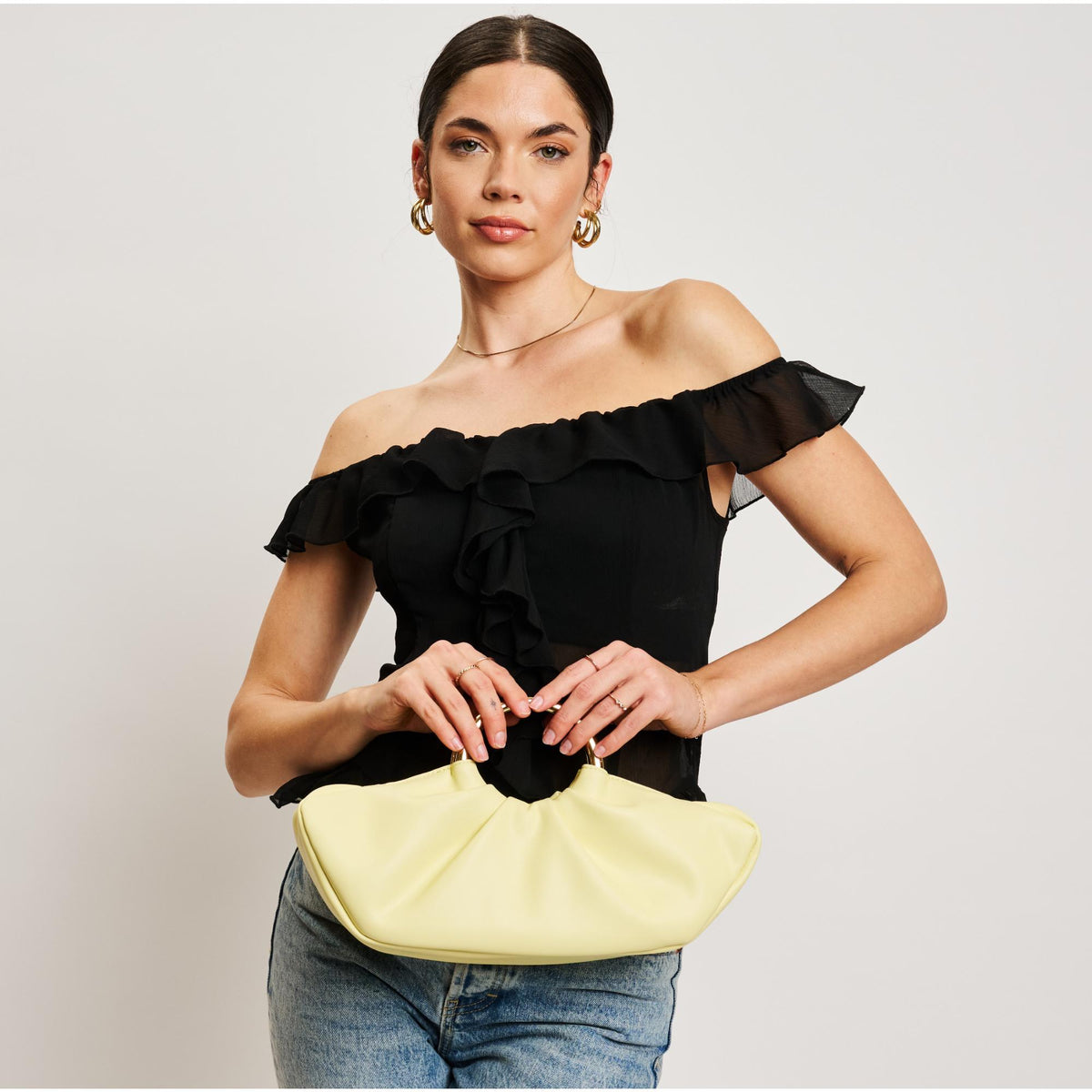 Woman wearing Butter Moda Luxe Danika Clutch 842017137962 View 1 | Butter