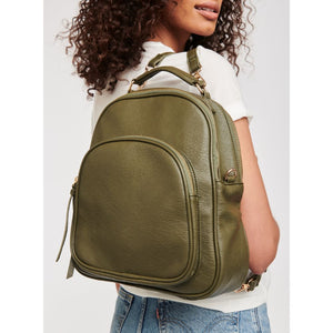 Woman wearing Olive Moda Luxe Claudia Backpack 842017126126 View 1 | Olive