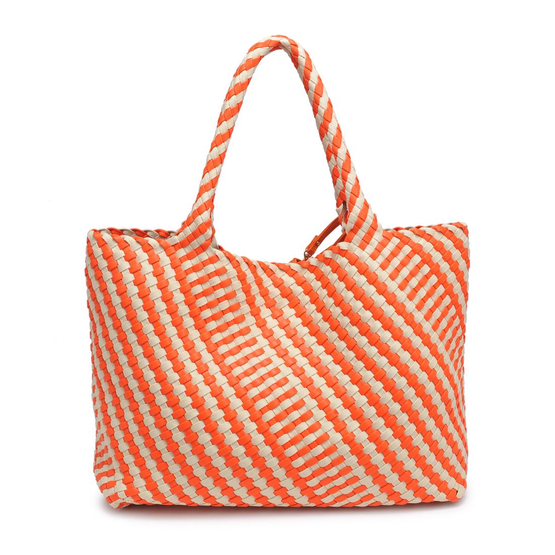 Product Image of Moda Luxe Solana - Mixed Material Tote 842017138600 View 7 | Orange Ivory