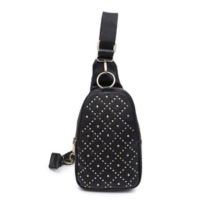 Product Image of Moda Luxe Regina Studded Sling Backpack 842017136804 View 5 | Black