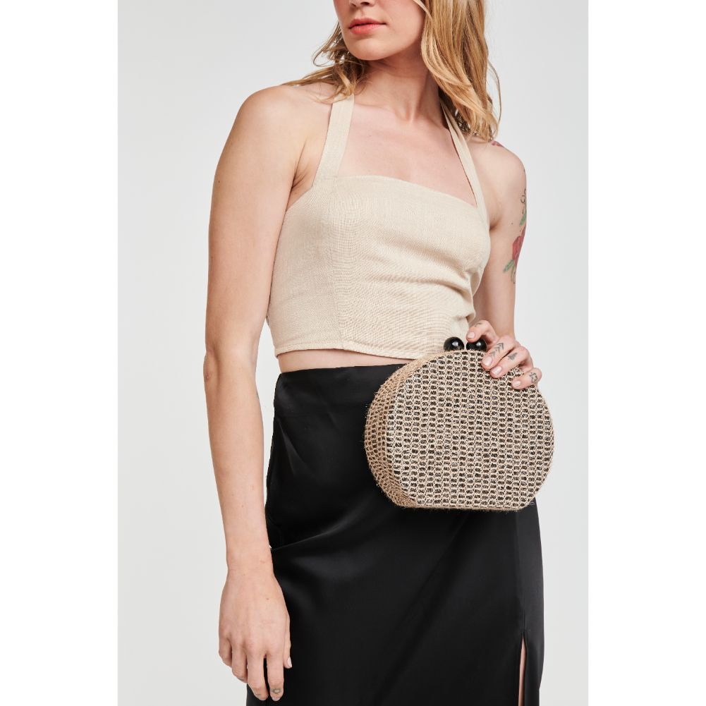 Woman wearing Black Moda Luxe Coco Evening Bag 842017115175 View 3 | Black