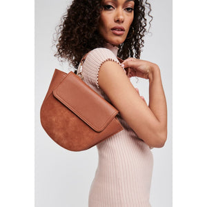 Woman wearing Tan Moda Luxe Juniper Messenger 842017123477 View 3 | Tan