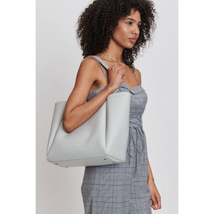 Woman wearing Grey Moda Luxe Brooklyn Tote 842017132714 View 2 | Grey