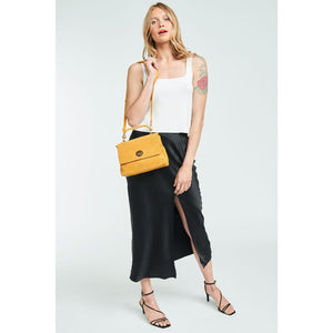 Woman wearing Mustard Moda Luxe Annie Crossbody 842017123606 View 2 | Mustard