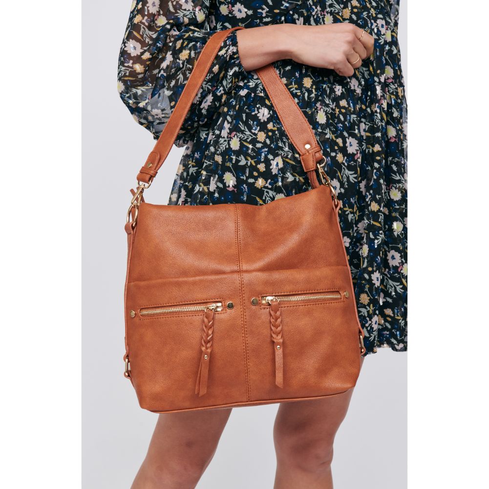 Woman wearing Tan Moda Luxe Heidi Hobo 842017129851 View 4 | Tan