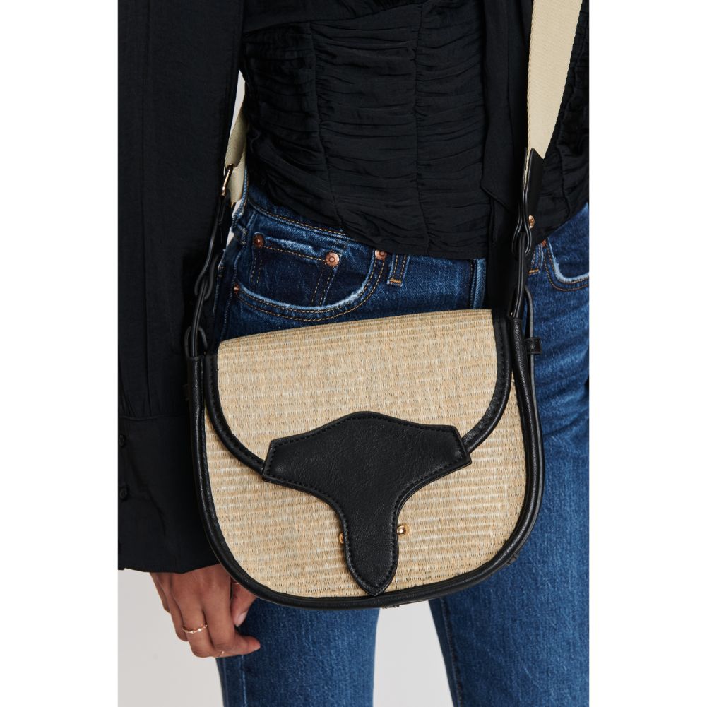 Woman wearing Natural Moda Luxe Levi Crossbody 842017131908 View 4 | Natural