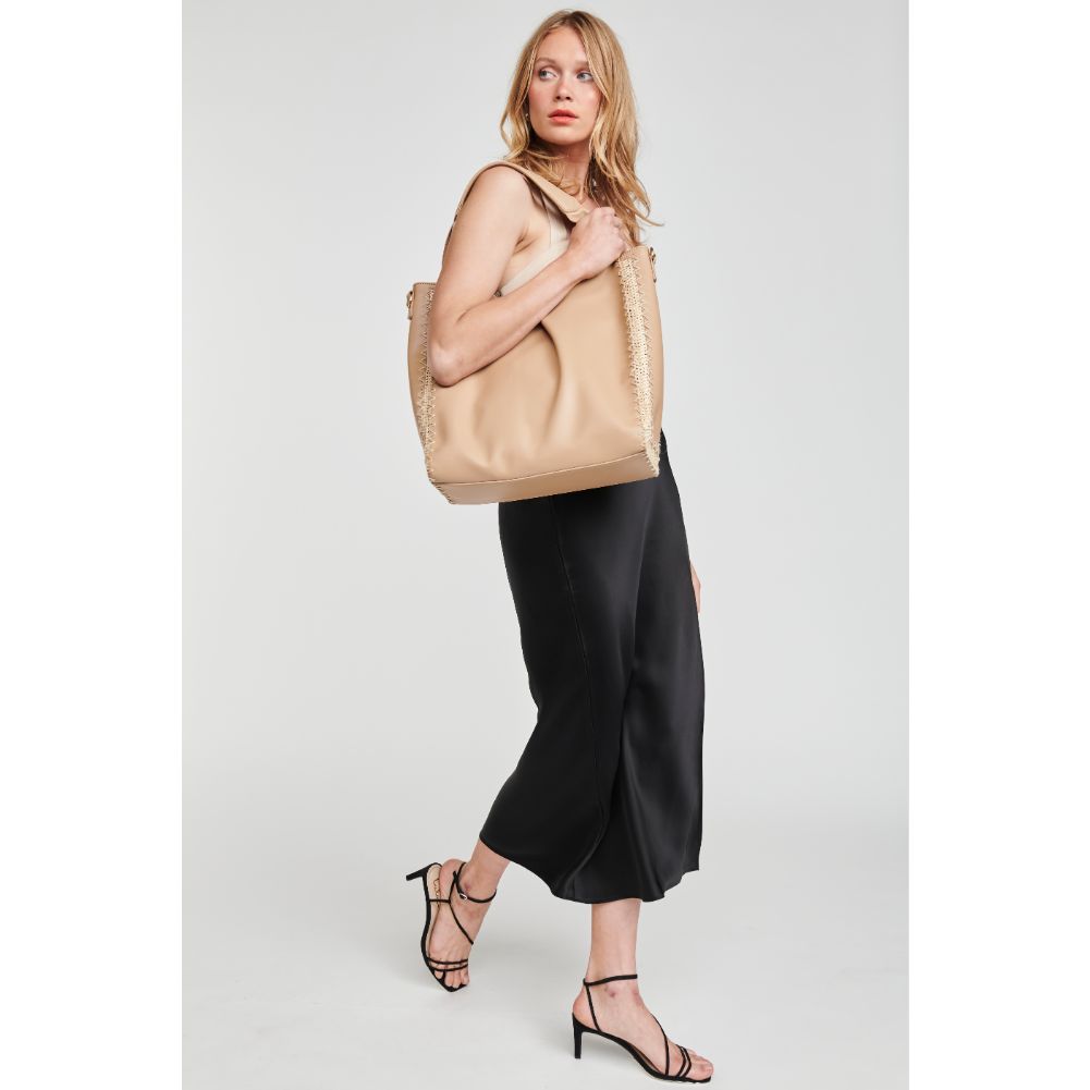 Woman wearing Natural Moda Luxe Havana Hobo 842017123712 View 2 | Natural