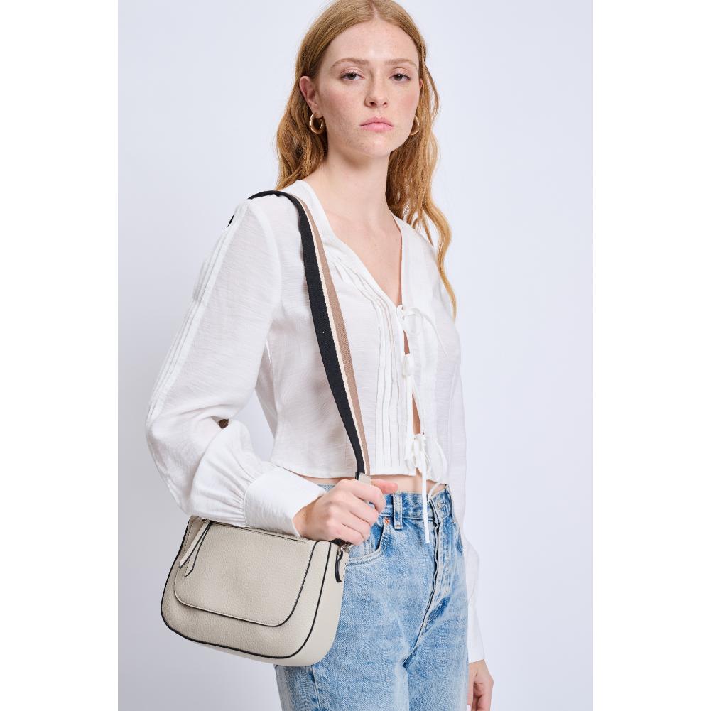 Woman wearing Grey Moda Luxe Modaire Crossbody 842017134886 View 1 | Grey