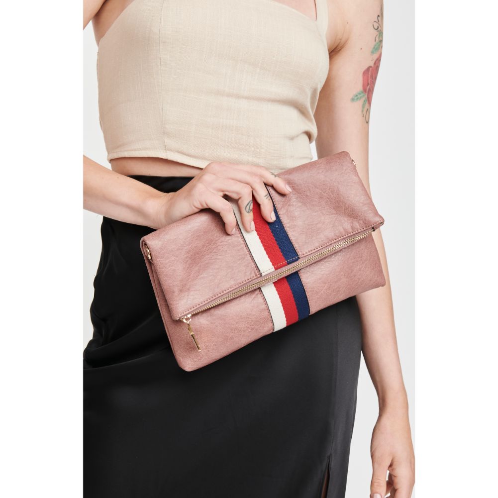 Woman wearing Mauve Moda Luxe Jules Clutch 842017116929 View 2 | Mauve