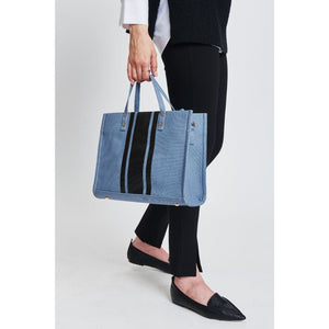 Woman wearing Denim Moda Luxe Zaria Tote 842017131564 View 4 | Denim