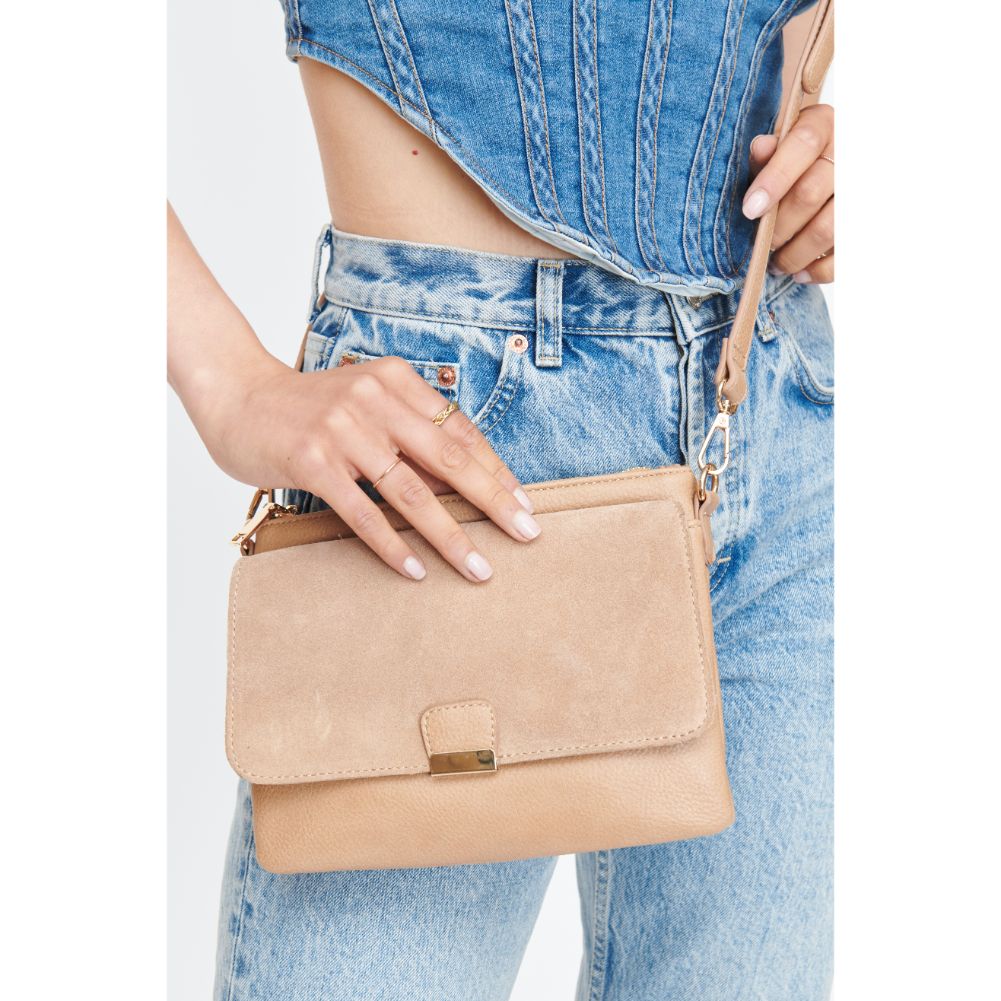 Woman wearing Natural Moda Luxe Hannah Crossbody 842017130307 View 4 | Natural