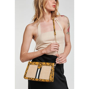 Woman wearing Mustard Moda Luxe Jax Crossbody 842017124672 View 1 | Mustard