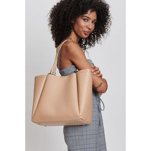 Woman wearing Natural Moda Luxe Brooklyn Tote 842017132721 View 1 | Natural