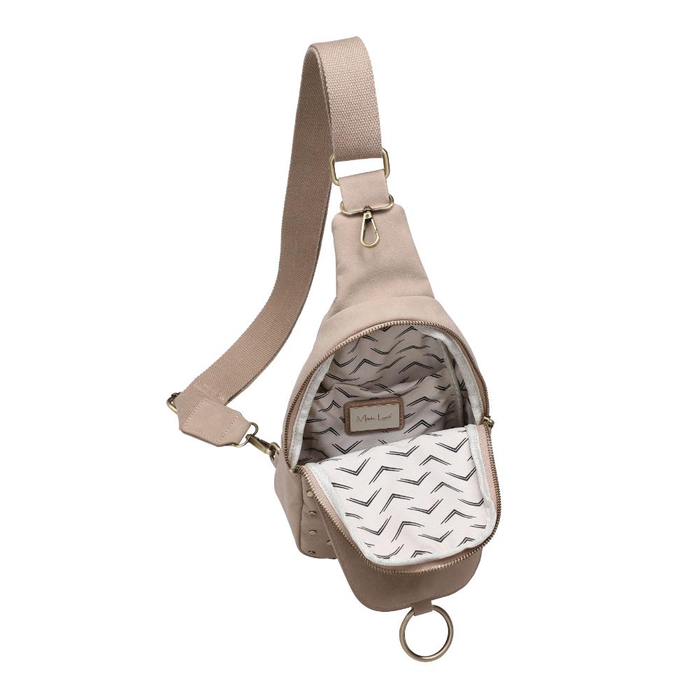 Product Image of Moda Luxe Regina Studded Sling Backpack 842017136828 View 8 | Natural