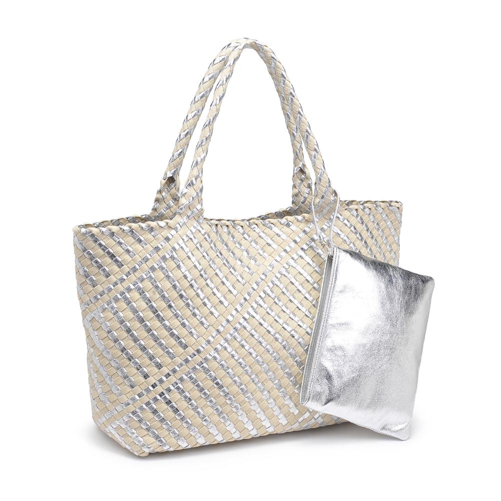 Product Image of Moda Luxe Solana Tote 842017136866 View 2 | Silver Ivory