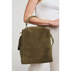 Woman wearing Olive Moda Luxe Brette Backpack 842017114697 View 3 | Olive