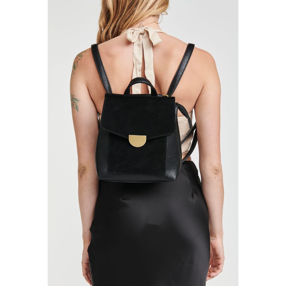 Woman wearing Black Moda Luxe Claudette Backpack 842017127420 View 1 | Black