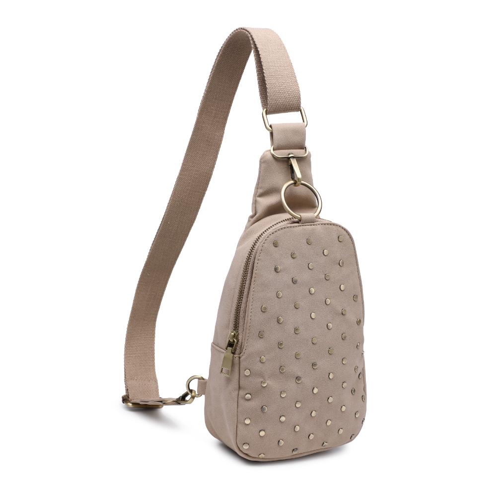 Product Image of Moda Luxe Regina Studded Sling Backpack 842017136828 View 6 | Natural