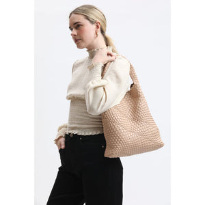 Woman wearing Natural Moda Luxe Ellery Hobo 842017134251 View 2 | Natural