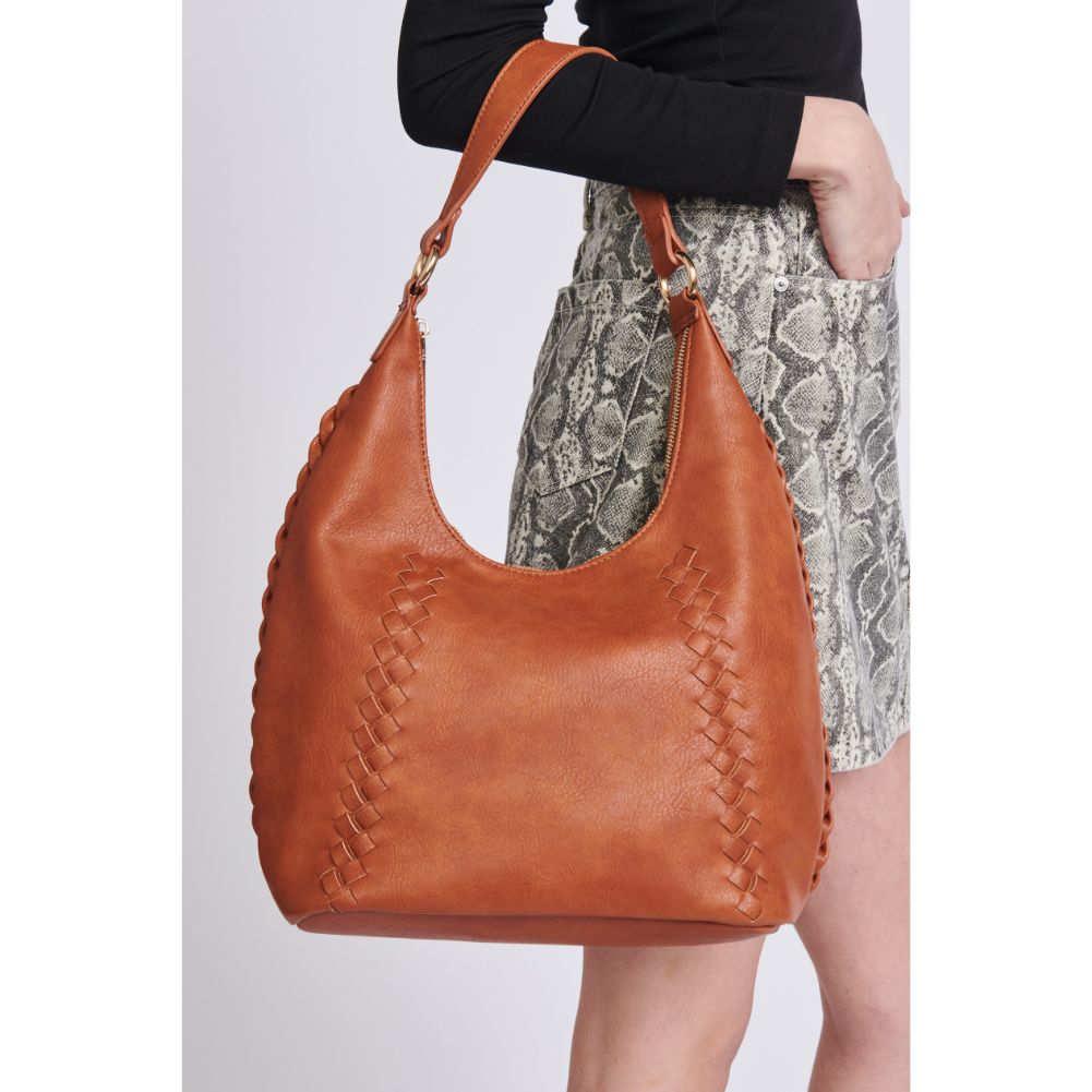 Woman wearing Tan Moda Luxe Hadley Hobo 842017129813 View 2 | Tan