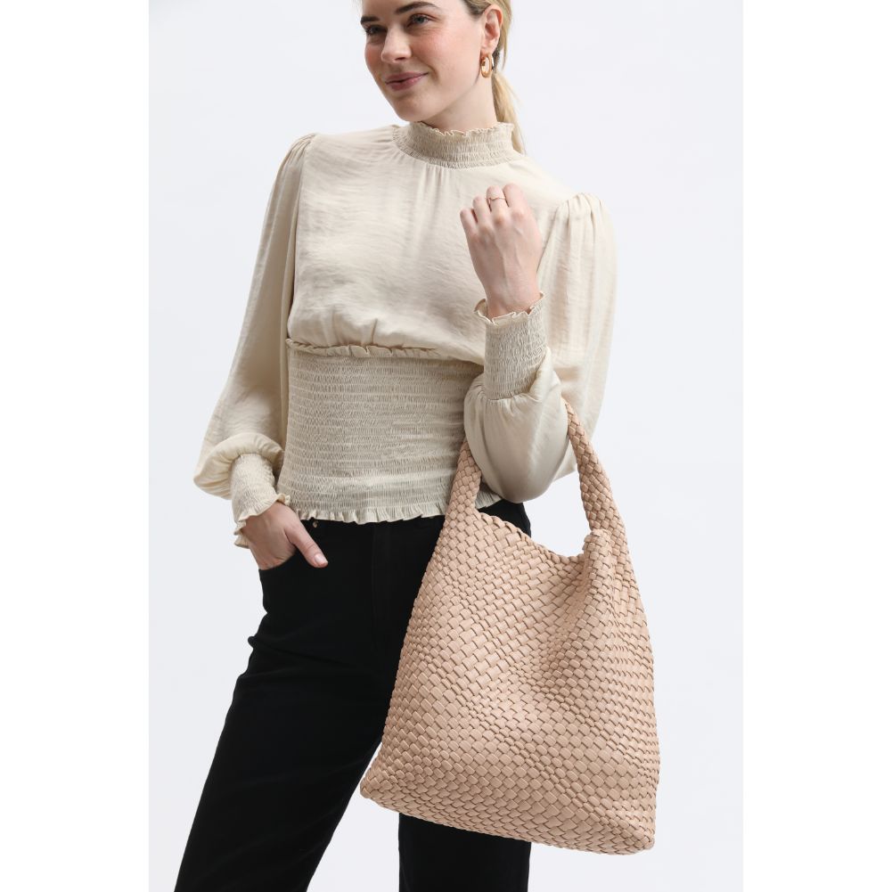 Woman wearing Natural Moda Luxe Ellery Hobo 842017134251 View 1 | Natural