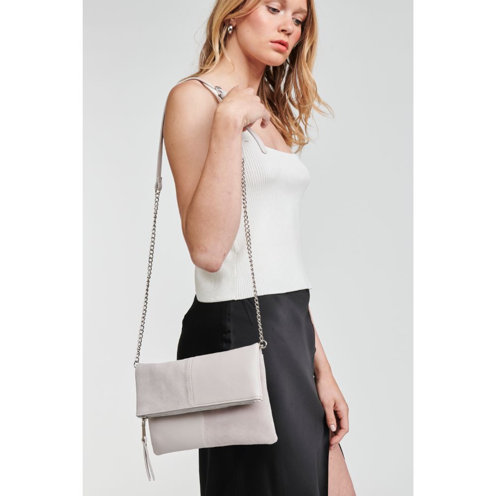 Woman wearing Dove Grey Moda Luxe Amalia Crossbody 842017127239 View 1 | Dove Grey