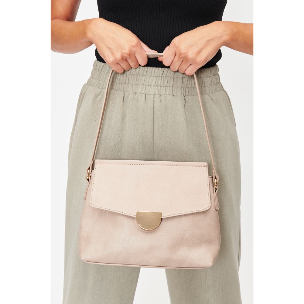 Woman wearing Nude Moda Luxe Abby Crossbody 842017128649 View 1 | Nude