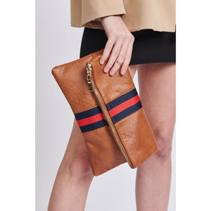 Woman wearing Tan Moda Luxe Jules Clutch 842017116936 View 3 | Tan