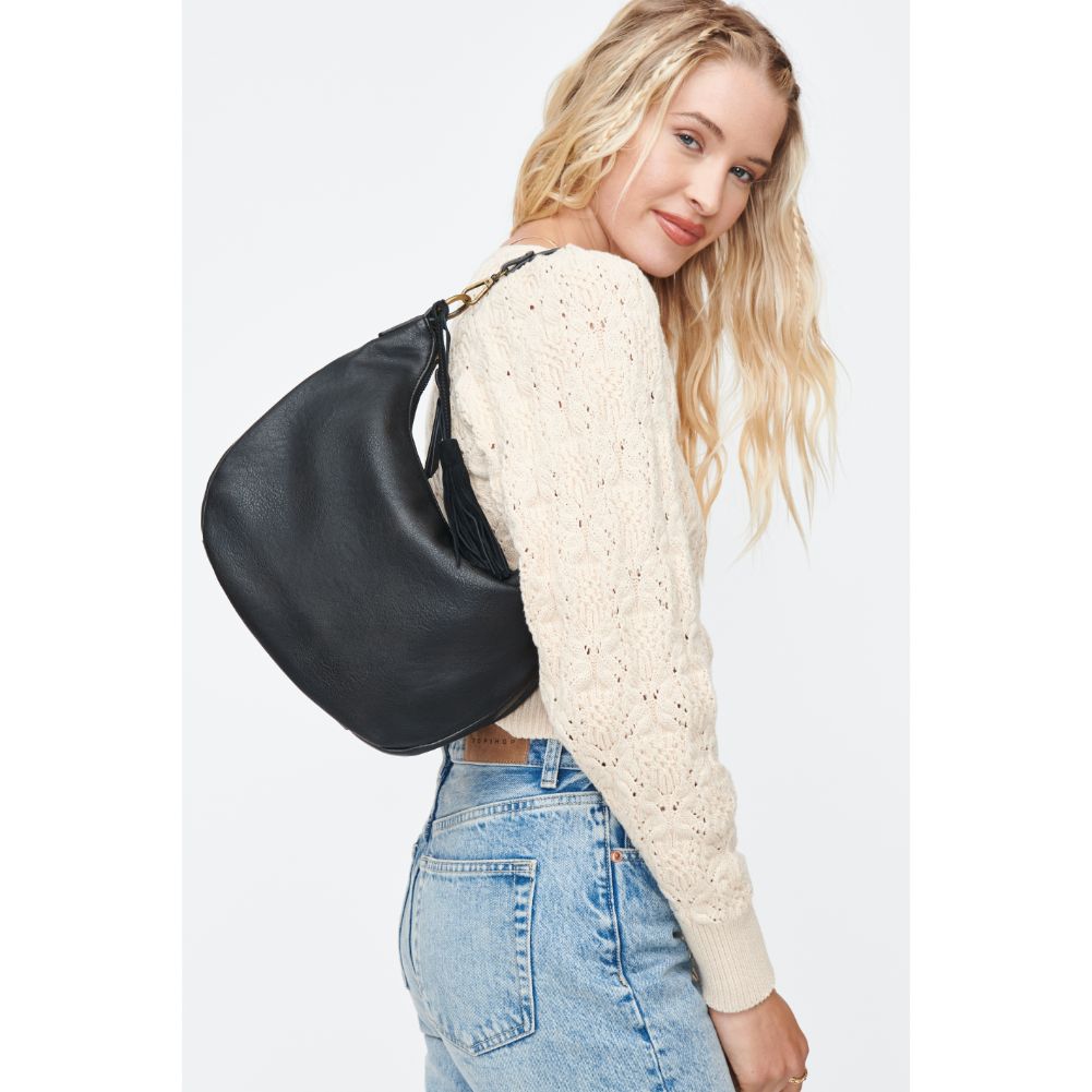 Woman wearing Black Moda Luxe Ella Hobo 842017130215 View 3 | Black