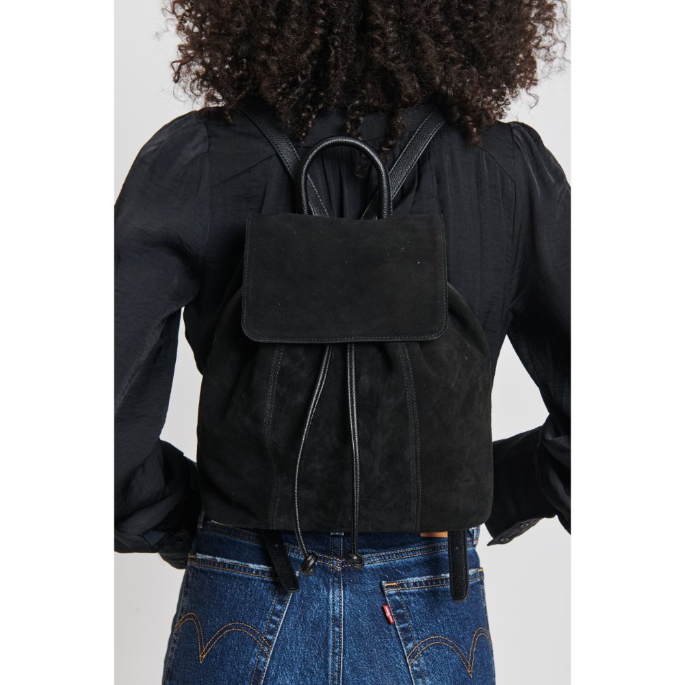 Woman wearing Black Moda Luxe Quinlan Backpack 842017132875 View 3 | Black