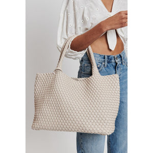 Woman wearing Ivory Moda Luxe Solana Tote 842017132158 View 4 | Ivory