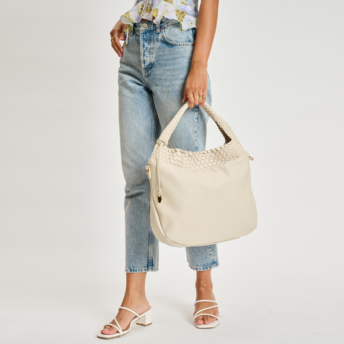 Woman wearing Ivory Moda Luxe Majestique Hobo 842017134671 View 2 | Ivory