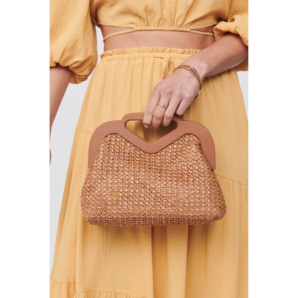 Woman wearing Tan Moda Luxe Keeley Clutch 842017129714 View 4 | Tan