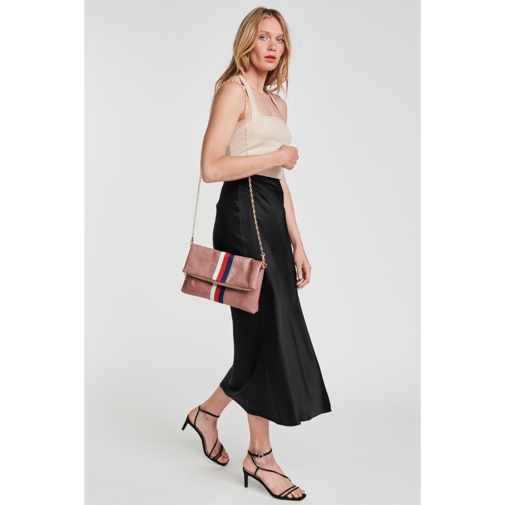 Woman wearing Mauve Moda Luxe Jules Clutch 842017116929 View 3 | Mauve