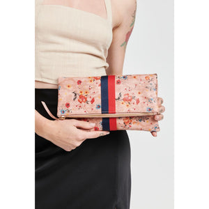 Woman wearing Blush Moda Luxe Jules Print Clutch 842017119425 View 1 | Blush