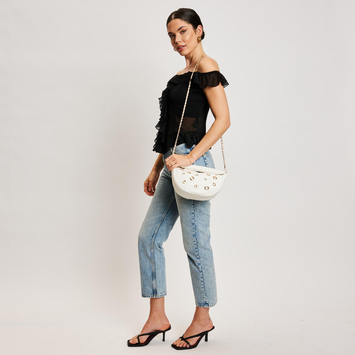 Woman wearing White Moda Luxe Rorey Crossbody 842017137634 View 2 | White