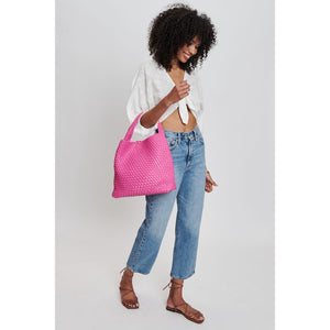 Woman wearing Pink Moda Luxe Ellery Hobo 842017132134 View 3 | Pink