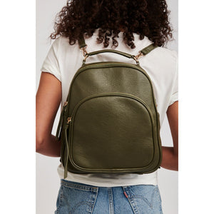 Woman wearing Olive Moda Luxe Claudia Backpack 842017126126 View 4 | Olive