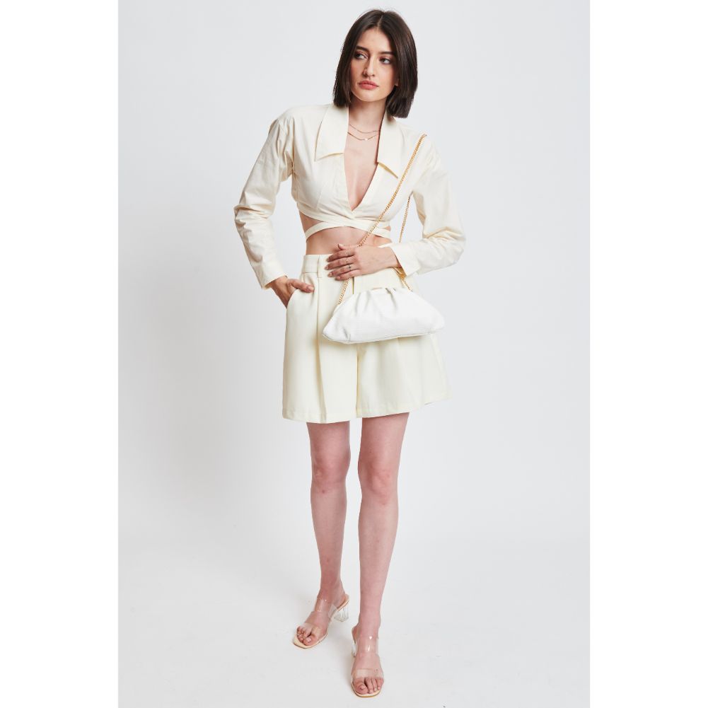 Woman wearing White Moda Luxe Jewel Clutch 842017131878 View 3 | White