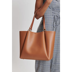 Woman wearing Tan Moda Luxe Brooklyn Tote 842017132738 View 1 | Tan